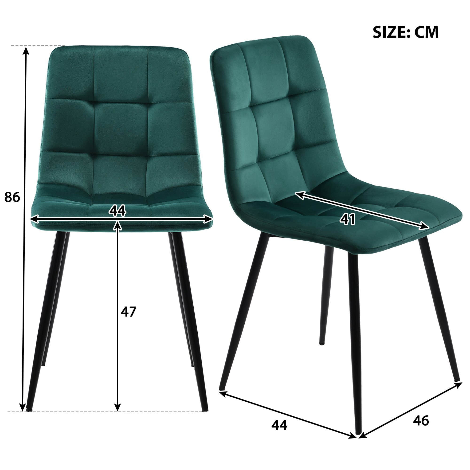 Flieks Essgruppe (5-tlg.) – Moderner Esstisch mit 4 Stühlen Set, Metallbeine & Samtbezug – Platzsparendes Esszimmer-Set für kleine Küchen Grün Flieks Tische