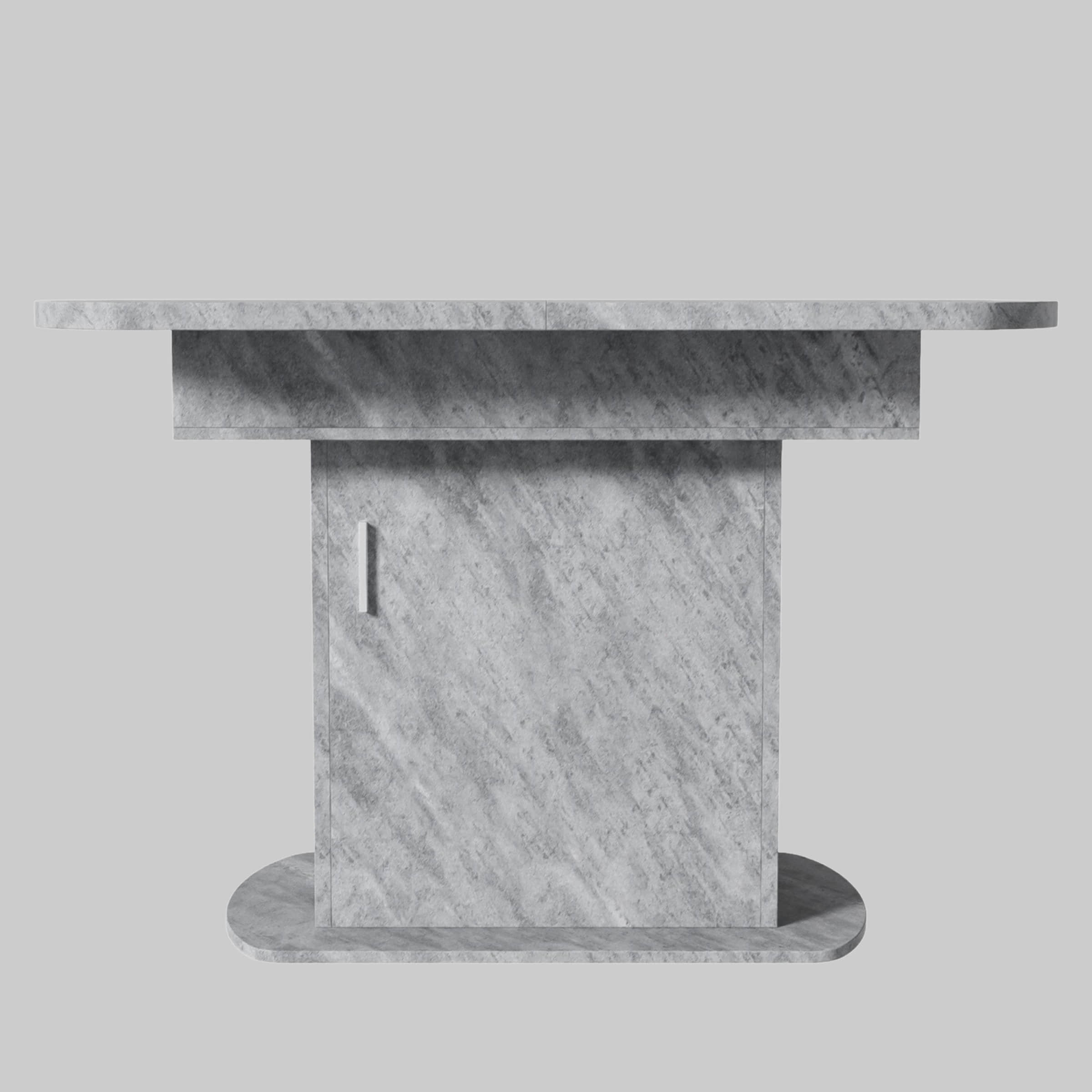 Flieks Tische Flieks Esstisch – Ausziehbarer ovaler Küchentisch mit Stauraum (110-130x70x75 cm, klappbar, weiß) – Praktischer Tisch mit Metallgriff Grau