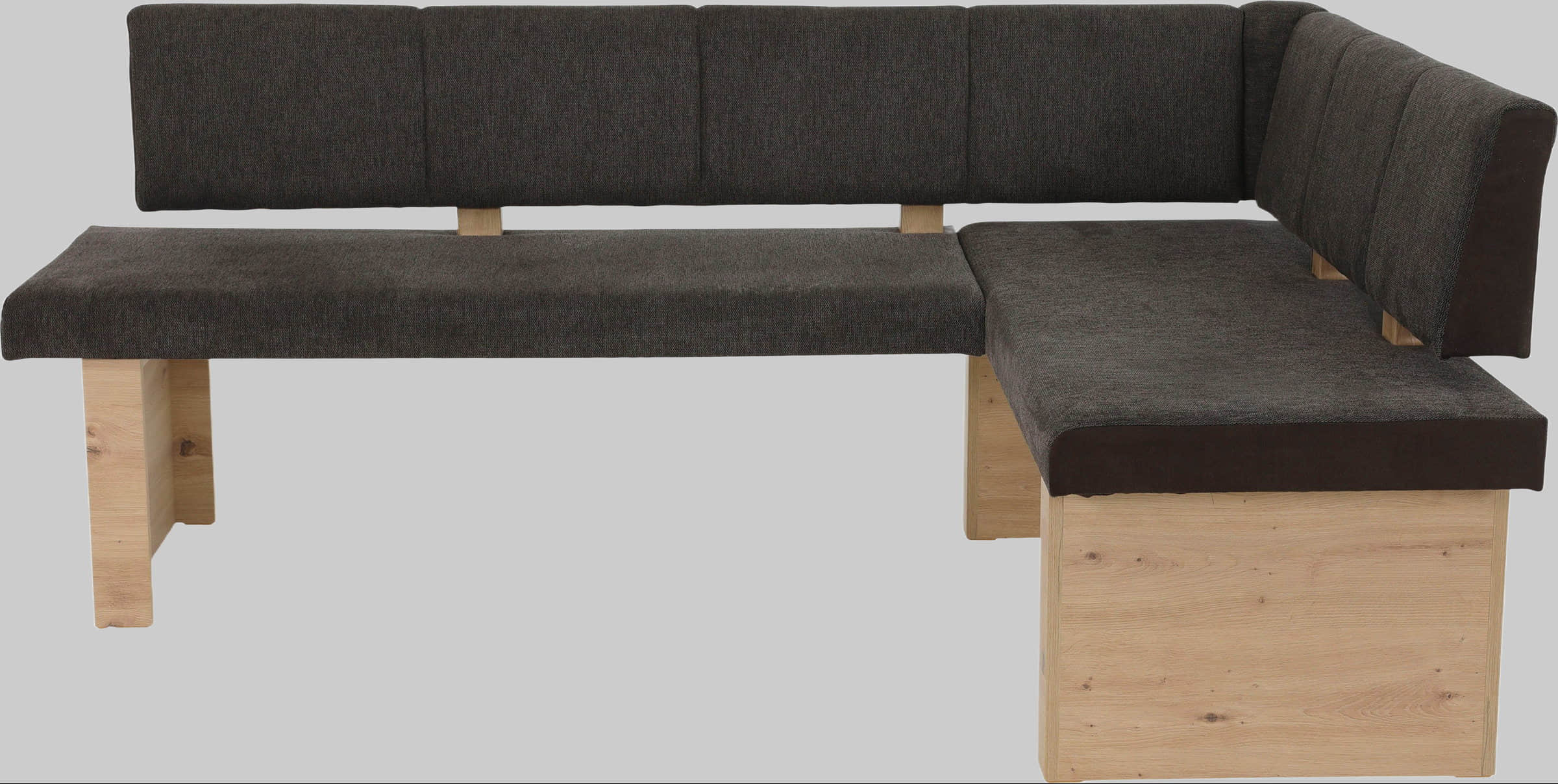 HELA Eckbank »LINN« EB anthrazit | Beidseitig montierbar | 140x200 cm | Artisan Eiche-Füße | Webstoff DILJA/BREGO Braun/Arti HELA Sitzbänke