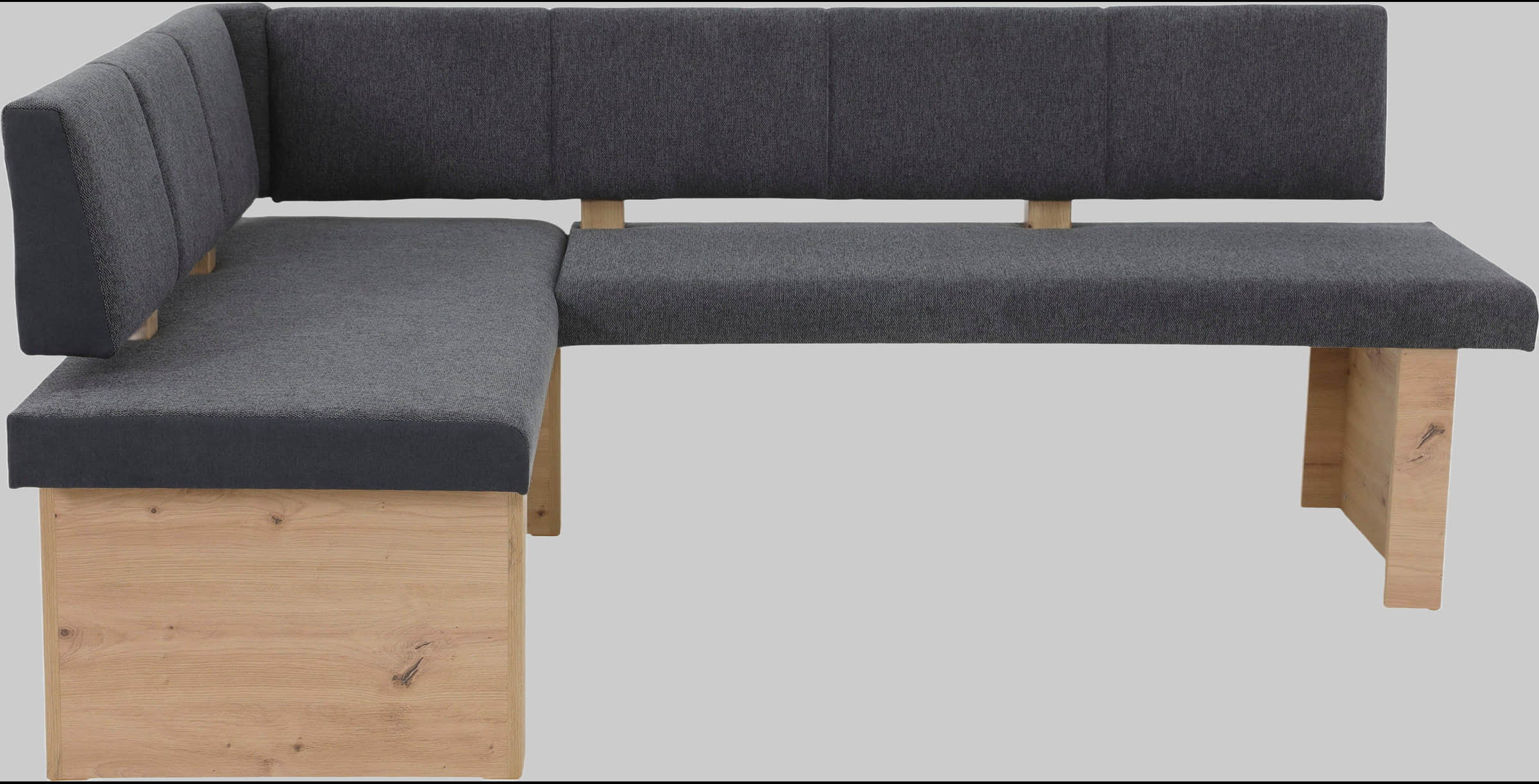 HELA HELA Eckbank »LINN« EB anthrazit | Beidseitig montierbar | 140x200 cm | Artisan Eiche-Füße | Webstoff DILJA/BREGO Anthrazit/ Sitzbänke