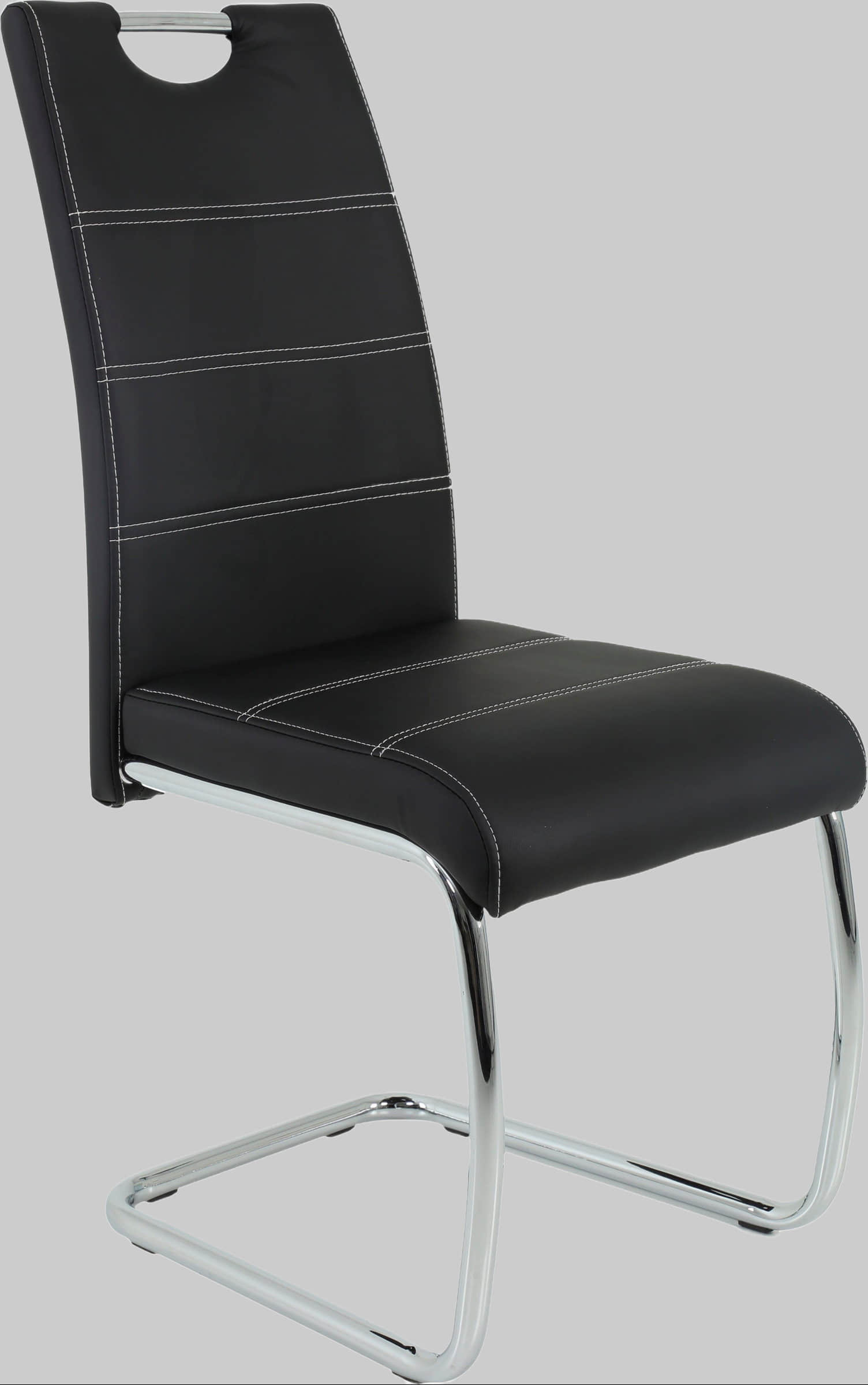 HELA HELA Freischwinger FLORA S 2er Set - Vintage Anthracite Dining Chairs with Chrome Frame | 120kg Capacity Schwarz Stühle