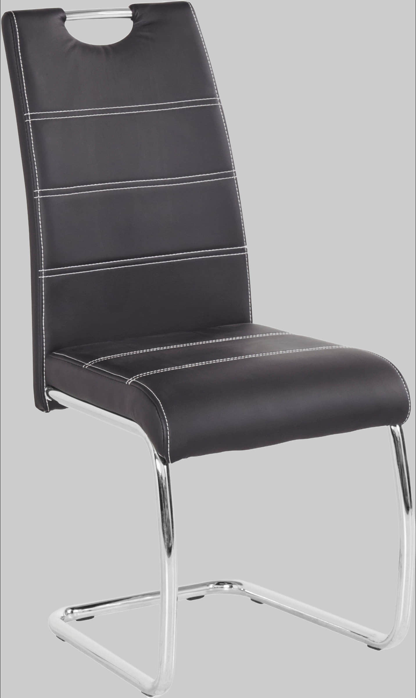 HELA HELA Freischwinger FLORA S 2er Set - Vintage Anthracite Dining Chairs with Chrome Frame | 120kg Capacity Schwarz Stühle