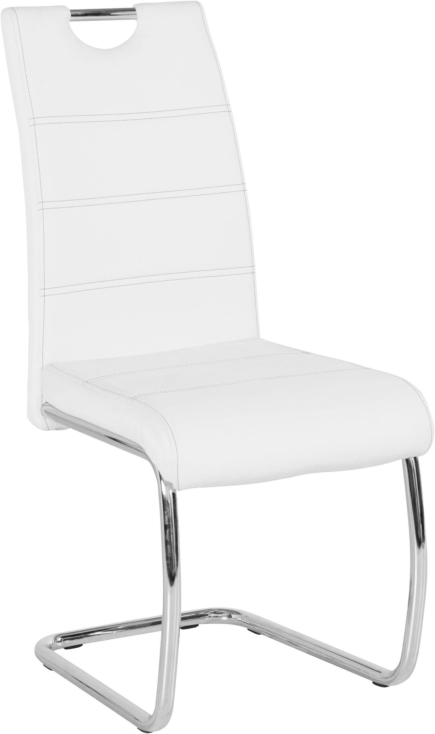 HELA Freischwinger FLORA S 2er Set - Vintage Anthracite Dining Chairs with Chrome Frame | 120kg Capacity Weiß Stühle HELA