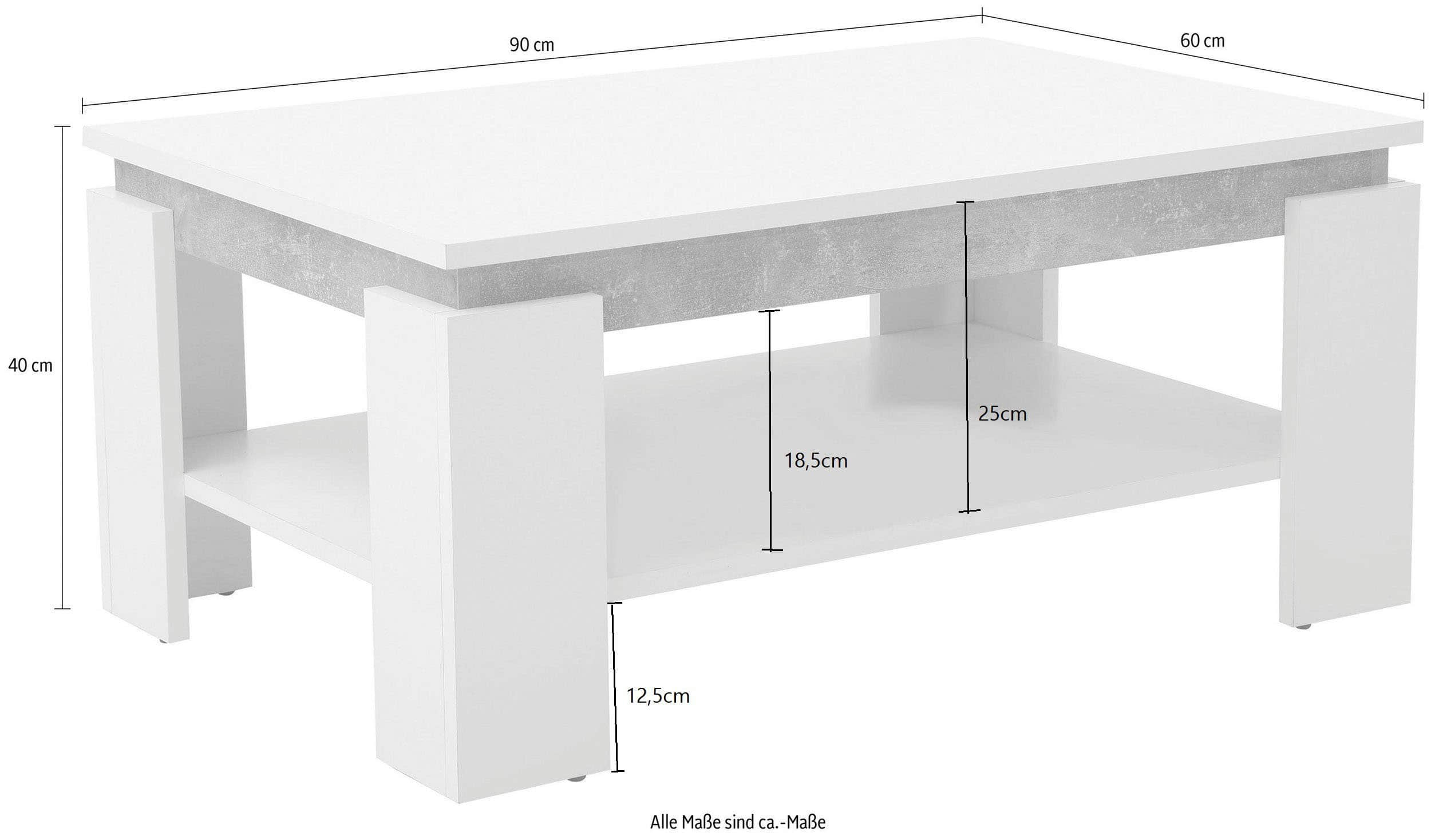 HELA Tische HELA 'TIM' Modern Coffee Table with Storage Shelf | Square/Rectangular Design | Durable Wood Composite | Scratch-Resistant Surface eichefarbe