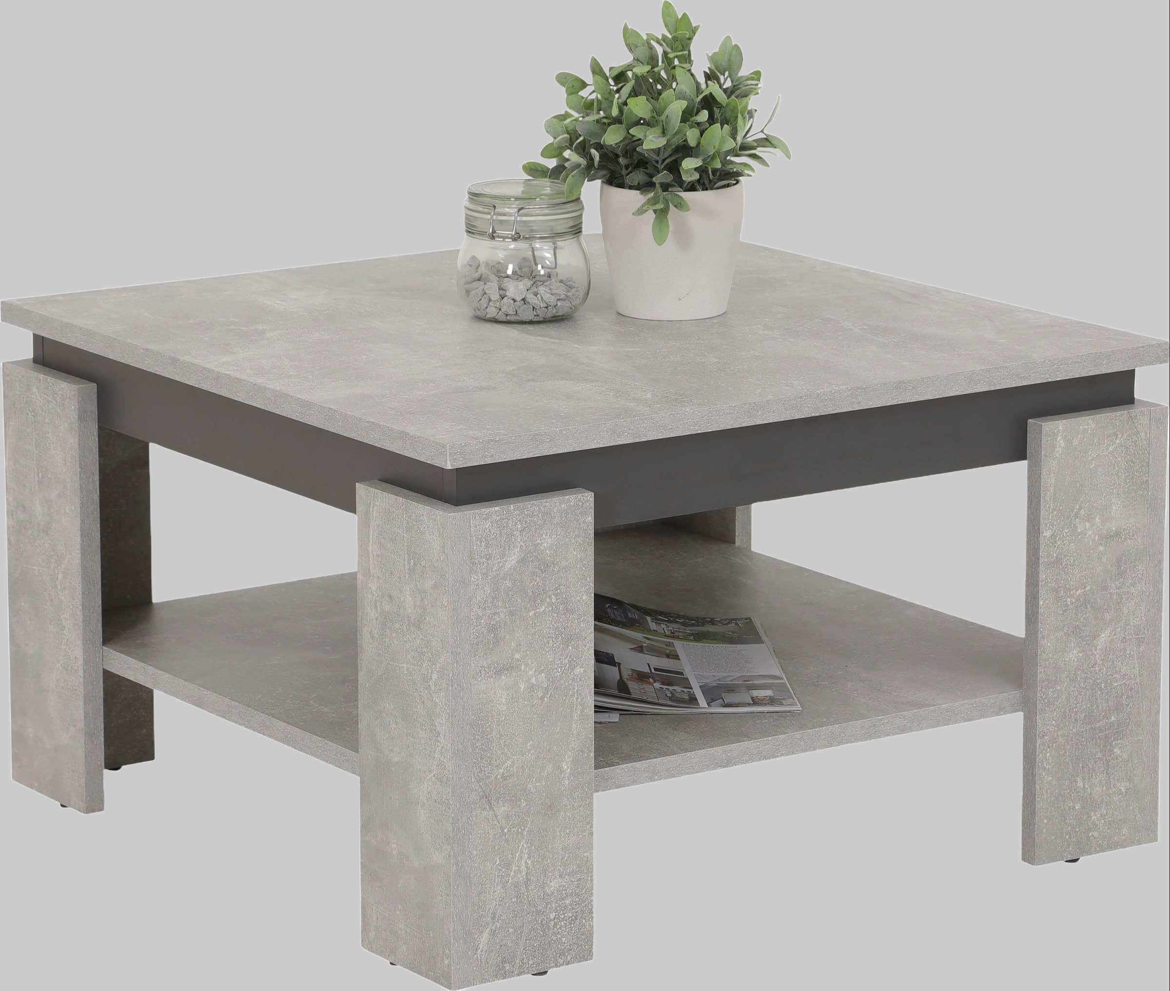 HELA Tische HELA 'TIM' Modern Coffee Table with Storage Shelf | Square/Rectangular Design | Durable Wood Composite | Scratch-Resistant Surface schwarz/an