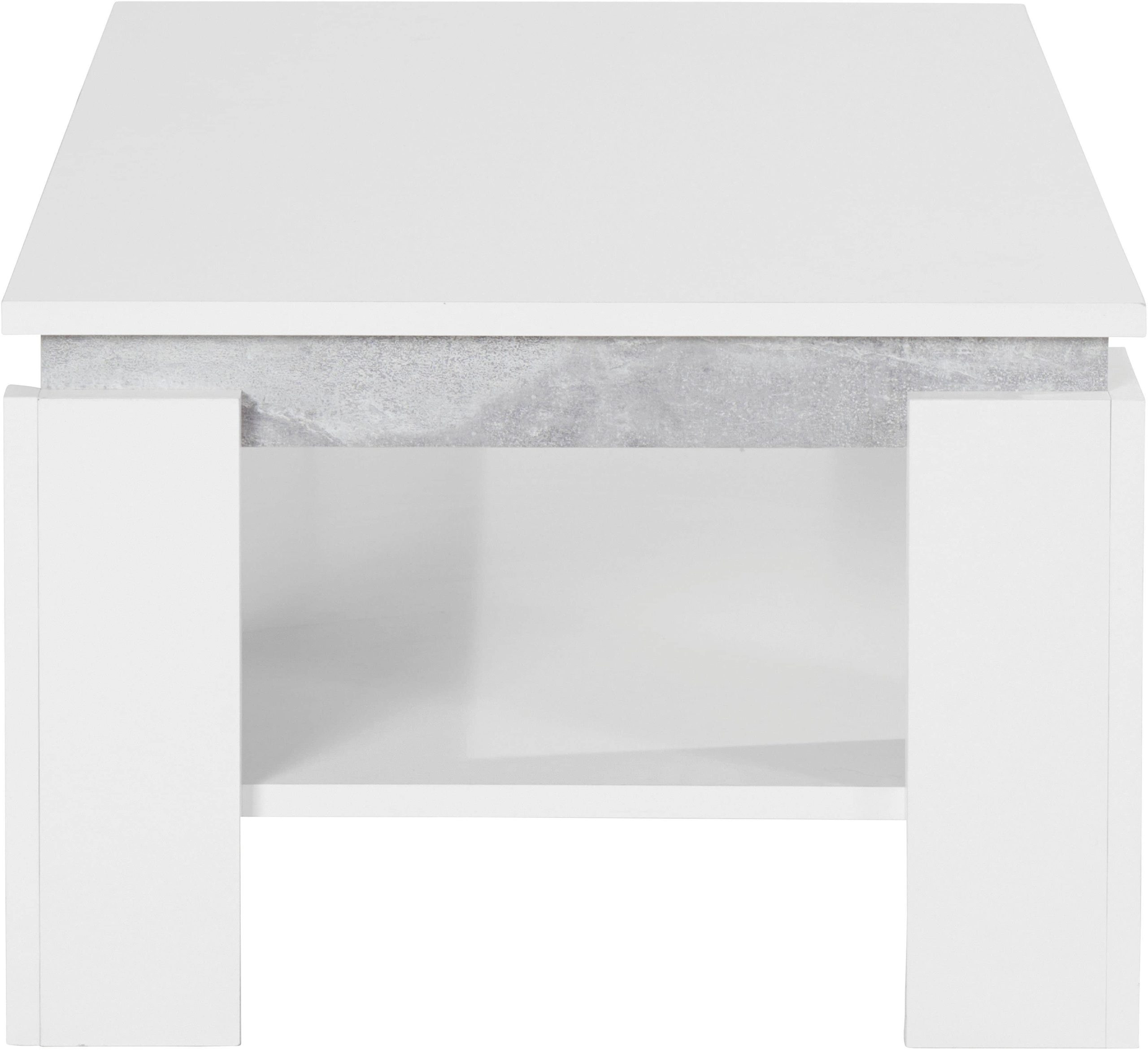 HELA 'TIM' Modern Coffee Table with Storage Shelf | Square/Rectangular Design | Durable Wood Composite | Scratch-Resistant Surface weiß/Beton Tische HELA