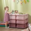 HOMCOM Kinderzimmer HOMCOM Kinder Schubladenschrank mit 6 Ebenen | Spielzeugaufbewahrung & Organizer (75x37x56,5 cm) | Stabile Kunststoff-Kommode für Kinderzimmer | Blau/Rosa/Violett | Babymöbel & Kindermöbel Rosa+ Viol