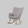 Stühle HOMCOM HOMCOM Schaukelstuhl Premium Edition | Schwingsessel mit Wollbouclé-Stoff & Kautschukholzbeinen | 120 kg Belastbar | Hellblau | B96xT60xH96 cm Hellgrau
