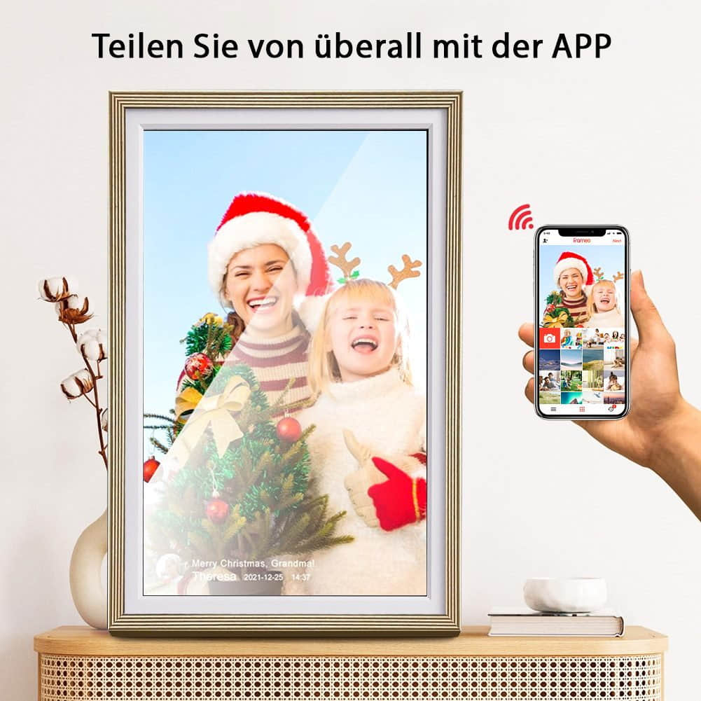 HT HT Elektronischer Fotorahmen 10,1 – Digitaler Bilderrahmen mit WiFi & HD-Display für kristallklare Fotoanzeige Gelb Dekoration