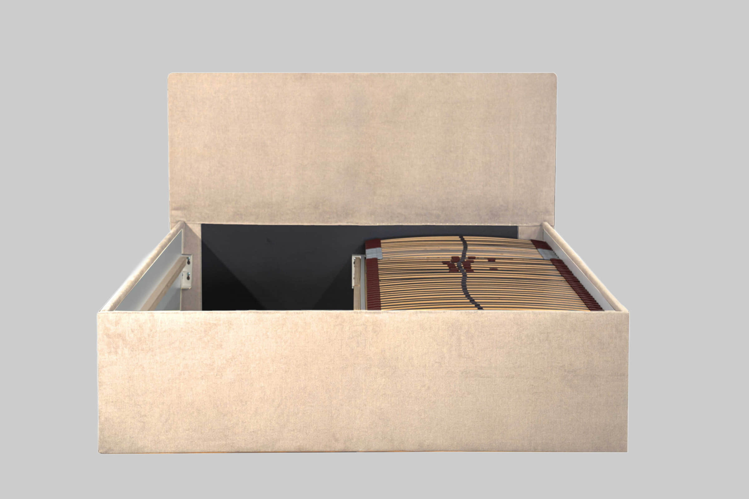 Halmon Schlafkomfort Polsterbett Gent – Modernes Design mit Stauraum | 6 Größen & 8 Farben | Inkl. Lattenrost bei Matratze | Made in Germany Beige Betten Halmon Schlafkomfort Betten