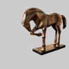 Hansmeier Luxus Deko Statue Pferd - Edle Polyresin-Skulptur 47x35x13cm - Moderne Design-Dekoration mit Holzsockel - Exklusives Wohnaccessoire Hansmeier Dekoration