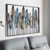 Home affaire Home Affaire 'Feather' Metal Wall Art - 102x71cm Blue/Gold/Black Decorative Wall Hanging for Living Room & Bedroom Dekoration