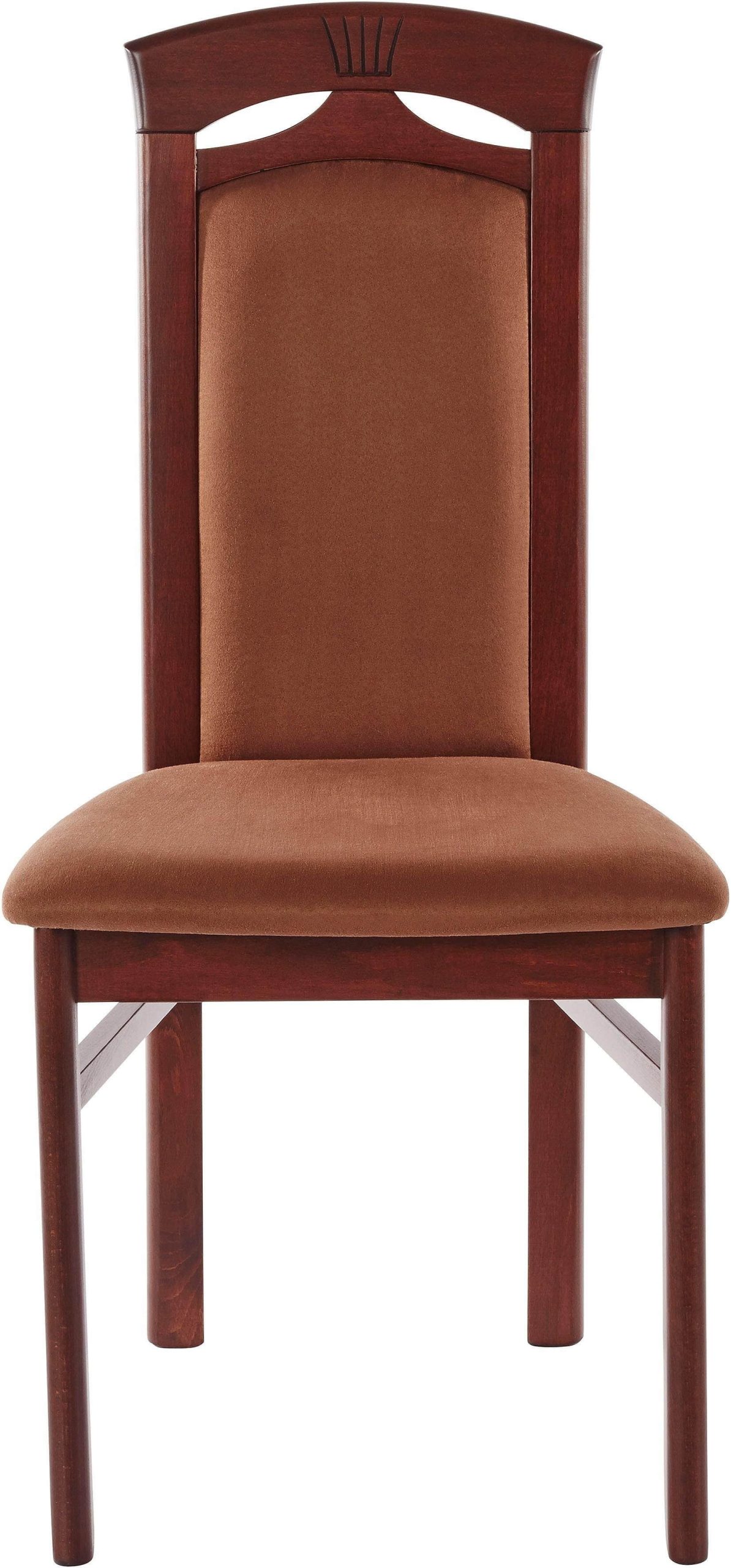 Home affaire Stühle Home affaire Anthony Dining Chairs (Set of 2) - Solid Wood Chairs with Decorative Carvings & Microfiber Upholstery for Elegant Dining Spaces braun