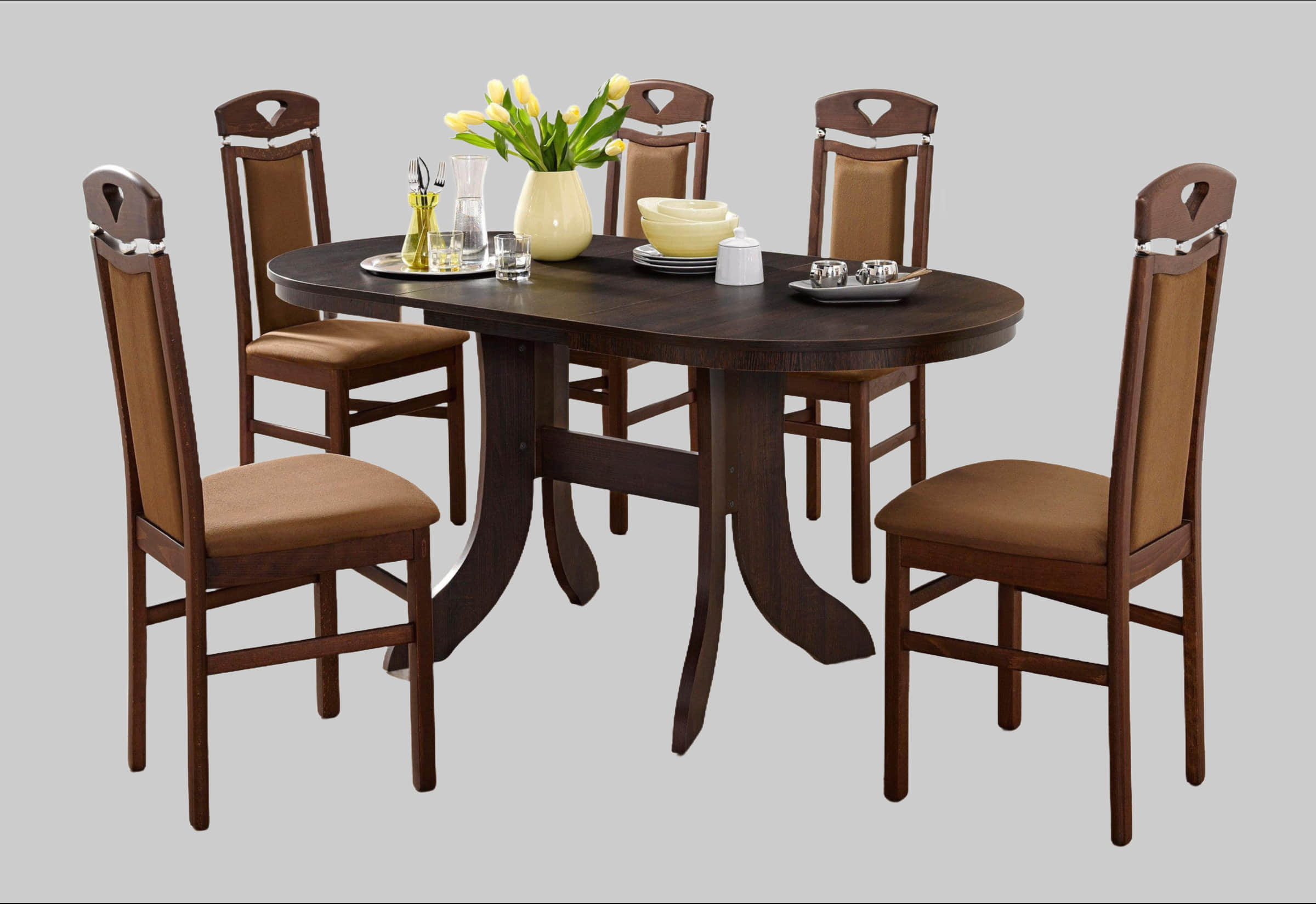 Home affaire Home affaire Berta Dining Chairs Set of 2 - Solid Beech Wood Frame with Premium Microfiber Upholstery in Gray | Timeless Kitchen & Dining Room Furniture braun Stühle