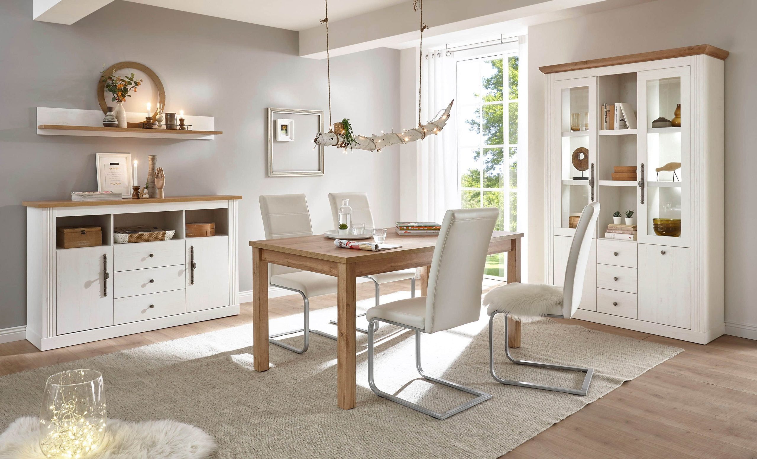 Home affaire Buffet Westminster - Romantischer Landhausstil in Grau | Exklusiv bei Otto | 205 cm Höhe | FSC®-Holz Pinie Weis Schränke Home affaire