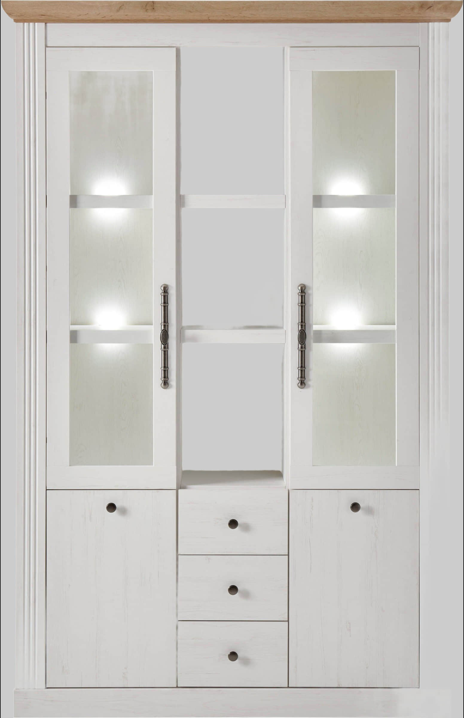 Home affaire Buffet Westminster - Romantischer Landhausstil in Grau | Exklusiv bei Otto | 205 cm Höhe | FSC®-Holz Pinie Weis Schränke Home affaire
