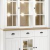 Schränke Home affaire Home affaire Buffetschrank 'Beauvais' | 198 cm Landhaus-Vitrine mit Glasfronten & Schubfächern | Hochwertiger Holzwerkstoff