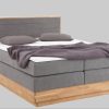 Betten Home affaire Home affaire Cavan Boxspring Bed - Solid Oak Frame with Storage & Topper (200x200cm) | Multiple Firmness Options Including H4 | Premium Quality anthracite