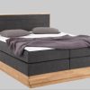 Betten Home affaire Home affaire Cavan Boxspring Bed - Solid Oak Frame with Storage & Topper (200x200cm) | Multiple Firmness Options Including H4 | Premium Quality charcoal