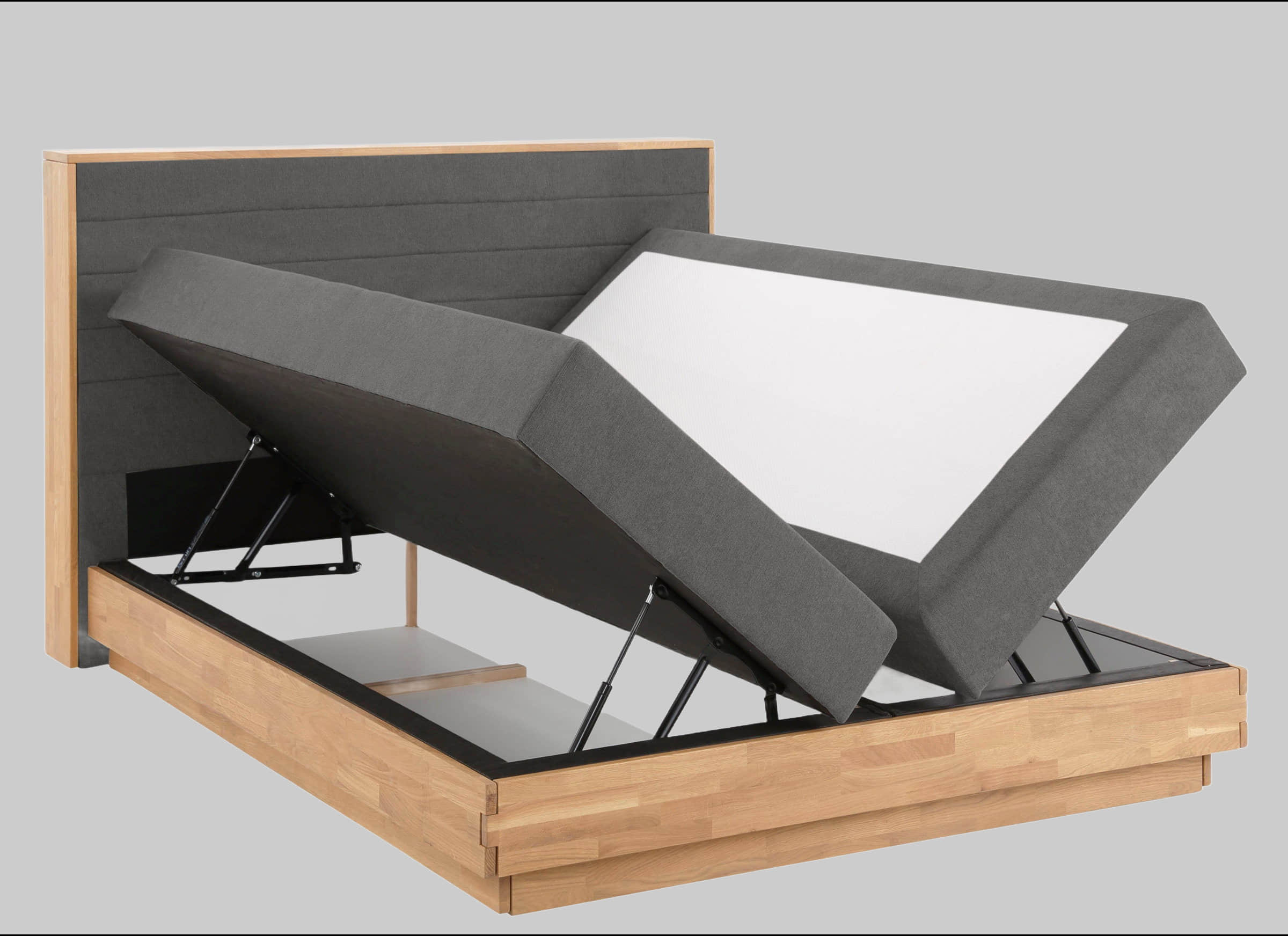 Home affaire Betten Home affaire Cavan Boxspring Bed - Solid Oak Frame with Storage & Topper (200x200cm) | Multiple Firmness Options Including H4 | Premium Quality steel