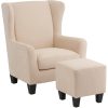Home affaire »Chilly« Ohrensessel mit Hocker (Set, 2-teilig) - Federkern-Polsterung, Cord/Microfaser-Bezug, modernes Design - 84x84x101 cm (Sessel), 40x40x43 cm (Hocker) creme Home affaire Sessel