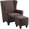 Home affaire Home affaire »Chilly« Ohrensessel mit Hocker (Set, 2-teilig) - Federkern-Polsterung, Cord/Microfaser-Bezug, modernes Design - 84x84x101 cm (Sessel), 40x40x43 cm (Hocker) braun Sessel