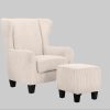 Home affaire »Chilly« Ohrensessel mit Hocker (Set, 2-teilig) - Federkern-Polsterung, Cord/Microfaser-Bezug, modernes Design - 84x84x101 cm (Sessel), 40x40x43 cm (Hocker) creme Sessel Home affaire