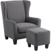 Home affaire Sessel Home affaire »Chilly« Ohrensessel mit Hocker (Set, 2-teilig) - Federkern-Polsterung, Cord/Microfaser-Bezug, modernes Design - 84x84x101 cm (Sessel), 40x40x43 cm (Hocker) grau