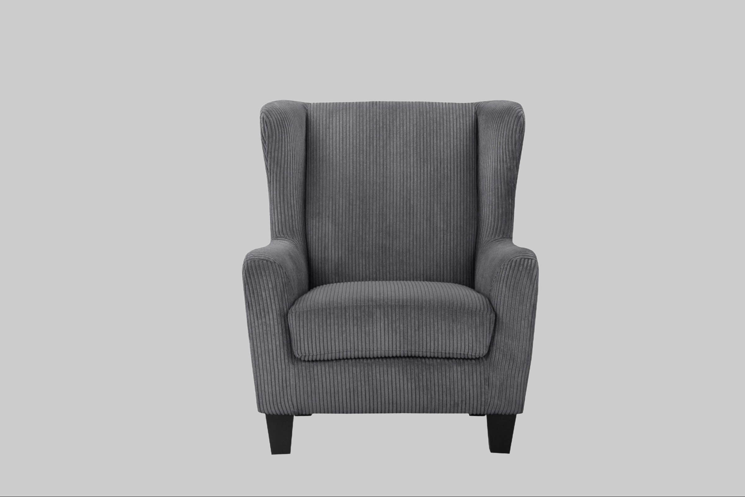 Home affaire »Chilly« Ohrensessel mit Hocker (Set, 2-teilig) - Federkern-Polsterung, Cord/Microfaser-Bezug, modernes Design - 84x84x101 cm (Sessel), 40x40x43 cm (Hocker) anthrazit Home affaire Sessel