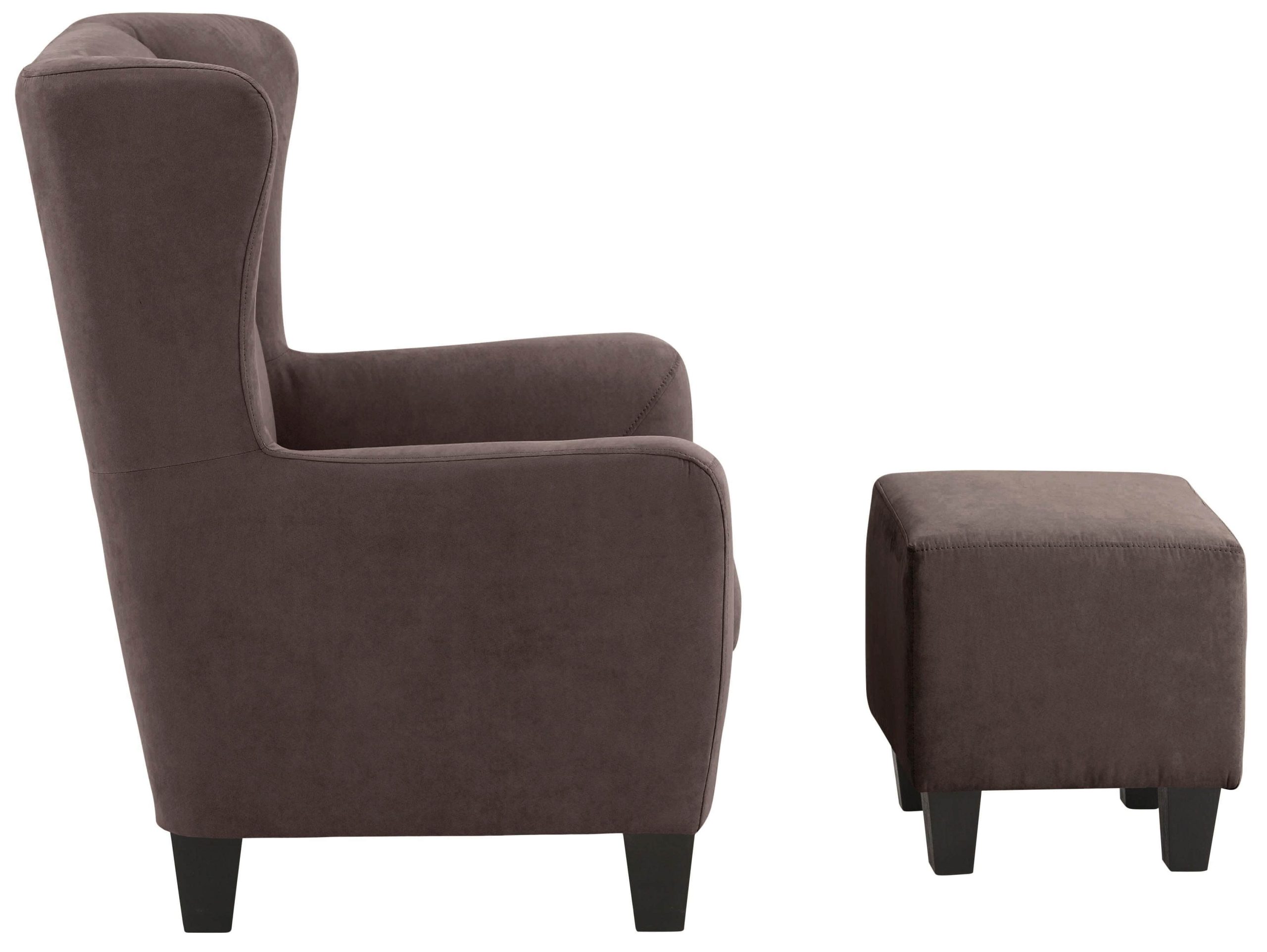 Home affaire Home affaire »Chilly« Ohrensessel mit Hocker (Set, 2-teilig) - Federkern-Polsterung, Cord/Microfaser-Bezug, modernes Design - 84x84x101 cm (Sessel), 40x40x43 cm (Hocker) braun Sessel