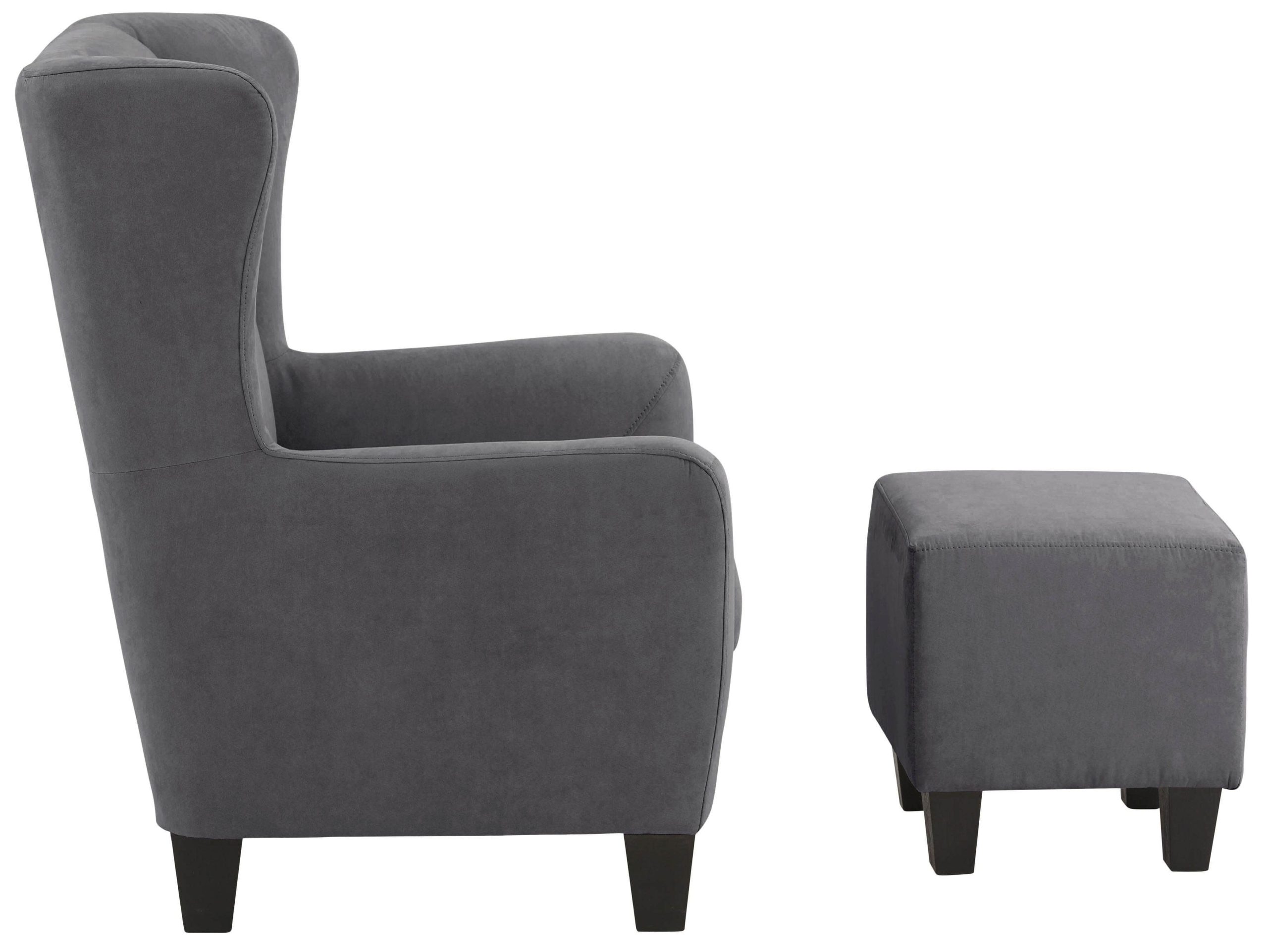Home affaire Sessel Home affaire »Chilly« Ohrensessel mit Hocker (Set, 2-teilig) - Federkern-Polsterung, Cord/Microfaser-Bezug, modernes Design - 84x84x101 cm (Sessel), 40x40x43 cm (Hocker) grau
