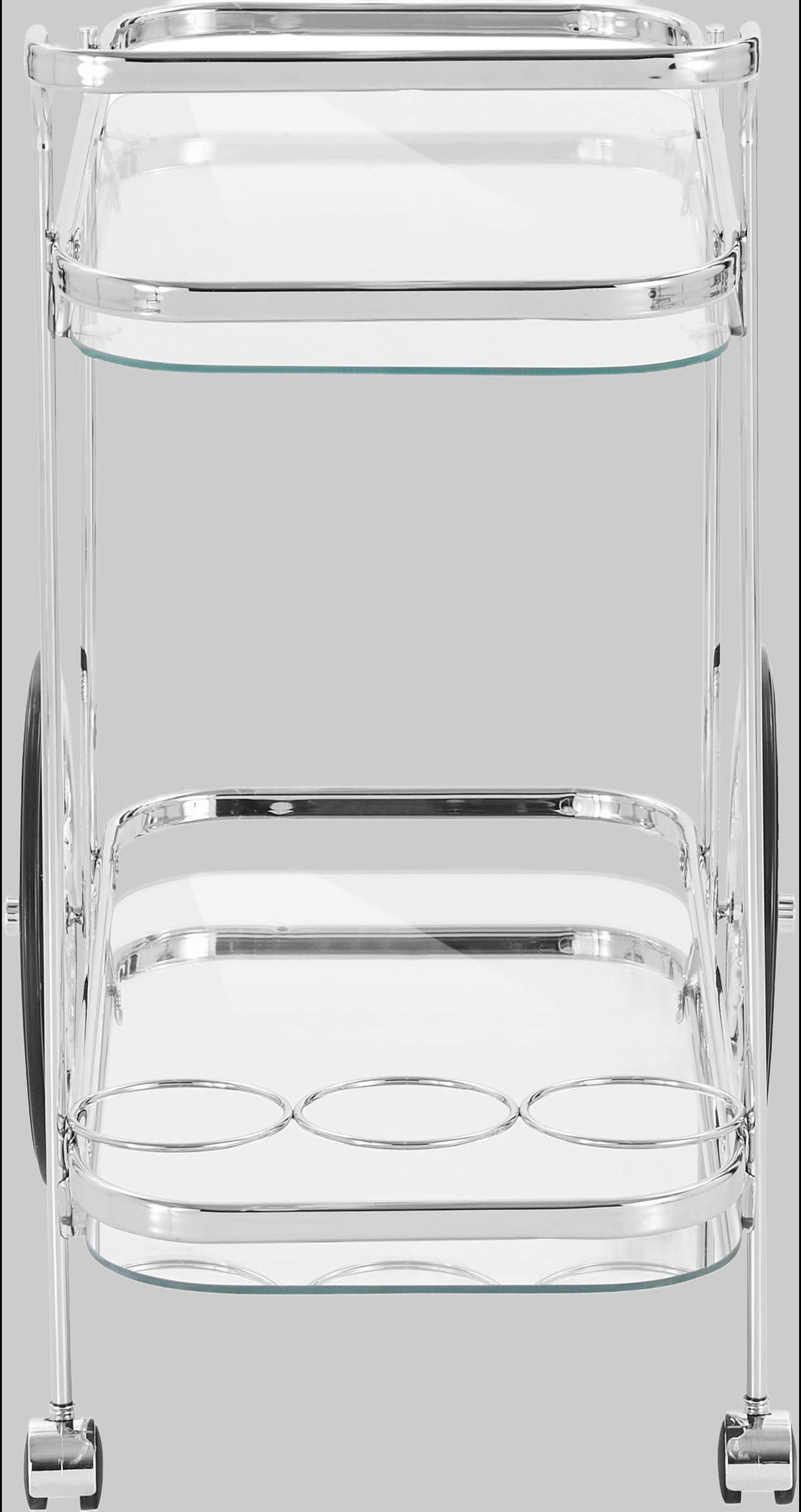 Aufbewahrung Home affaire Home affaire Chrome & Glass Serving Cart - Dual Shelves w/Bottle Holder - 60x40x85cm - Versatile Kitchen/Dining Utility Cart