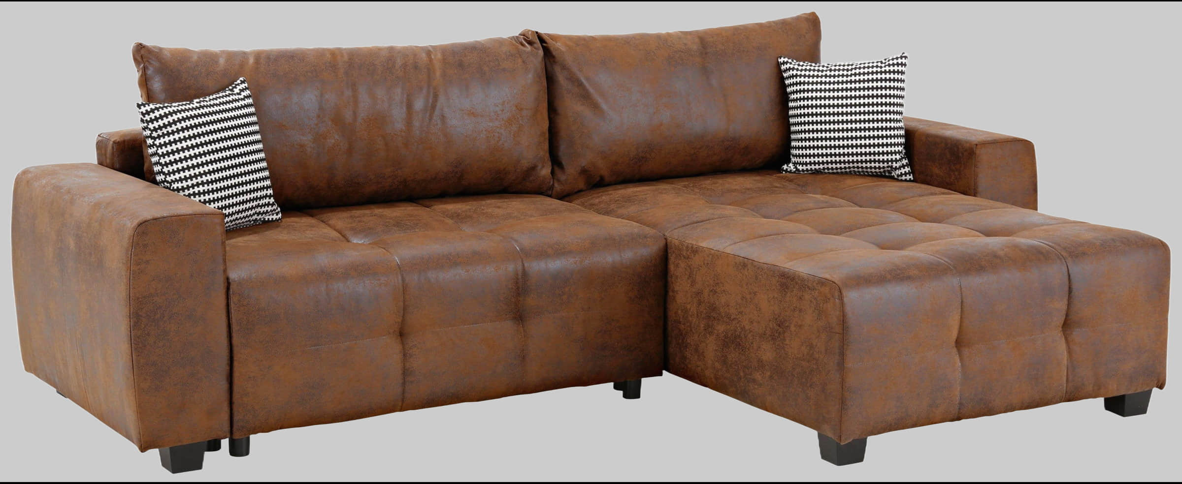 Home affaire Sofas Home affaire Ecksofa »Bella L-Form« mit Steppung – Wahlweise Bettfunktion & Bettkasten | Hochwertiges Design & Komfort braun