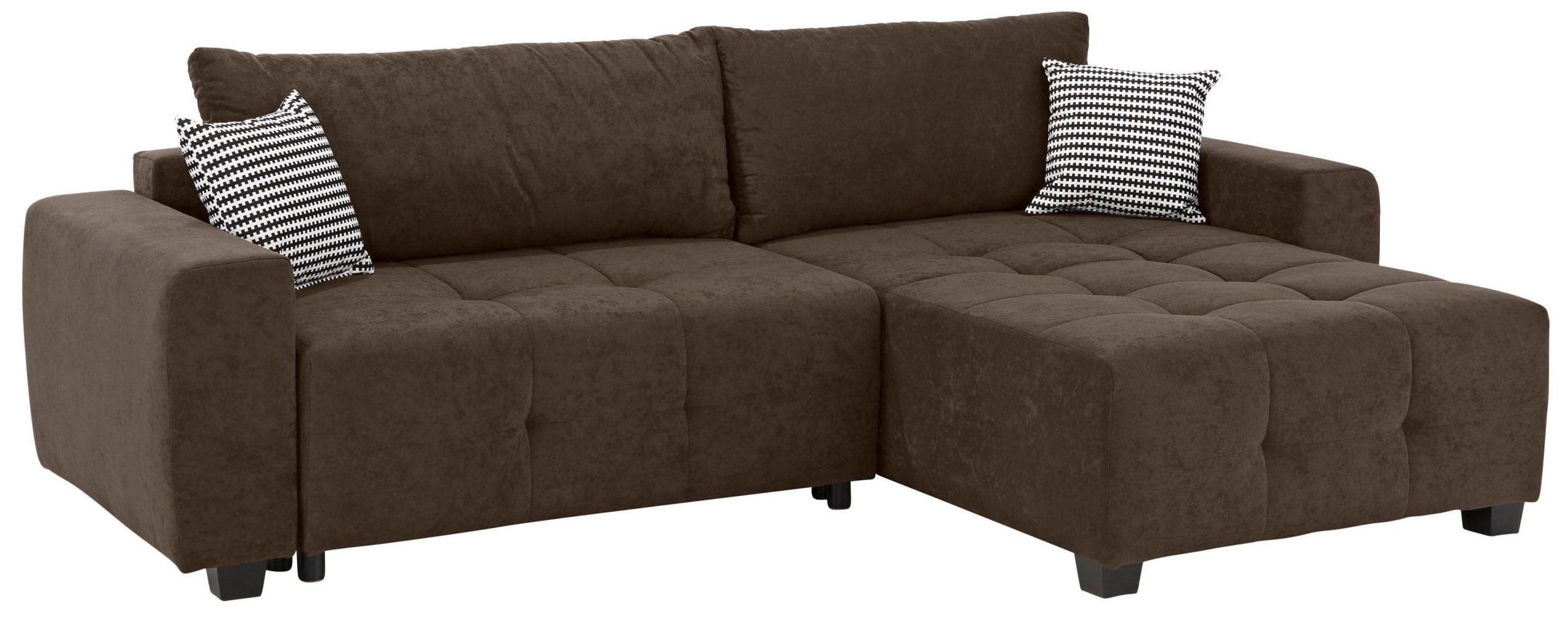 Sofas Home affaire Home affaire Ecksofa »Bella L-Form« mit Steppung – Wahlweise Bettfunktion & Bettkasten | Hochwertiges Design & Komfort dunkelbraun