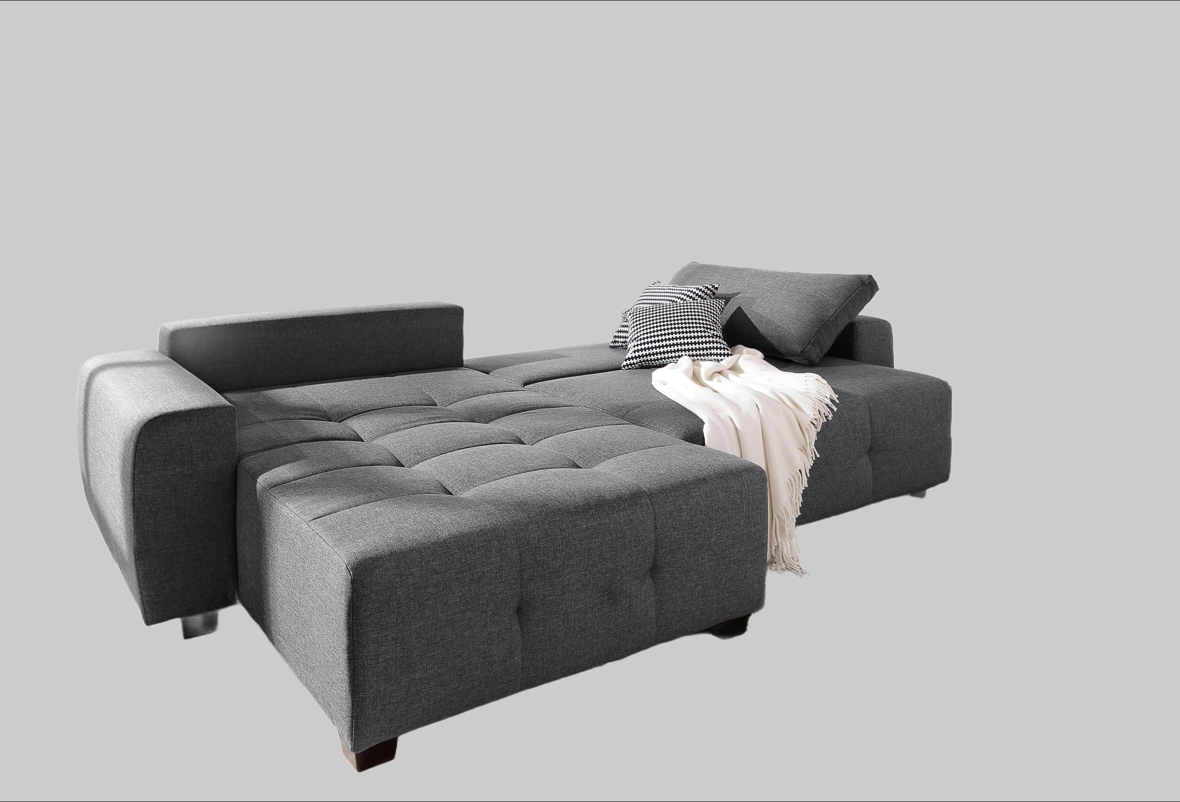 Sofas Home affaire Home affaire Ecksofa »Bella L-Form« mit Steppung – Wahlweise Bettfunktion & Bettkasten | Hochwertiges Design & Komfort grau