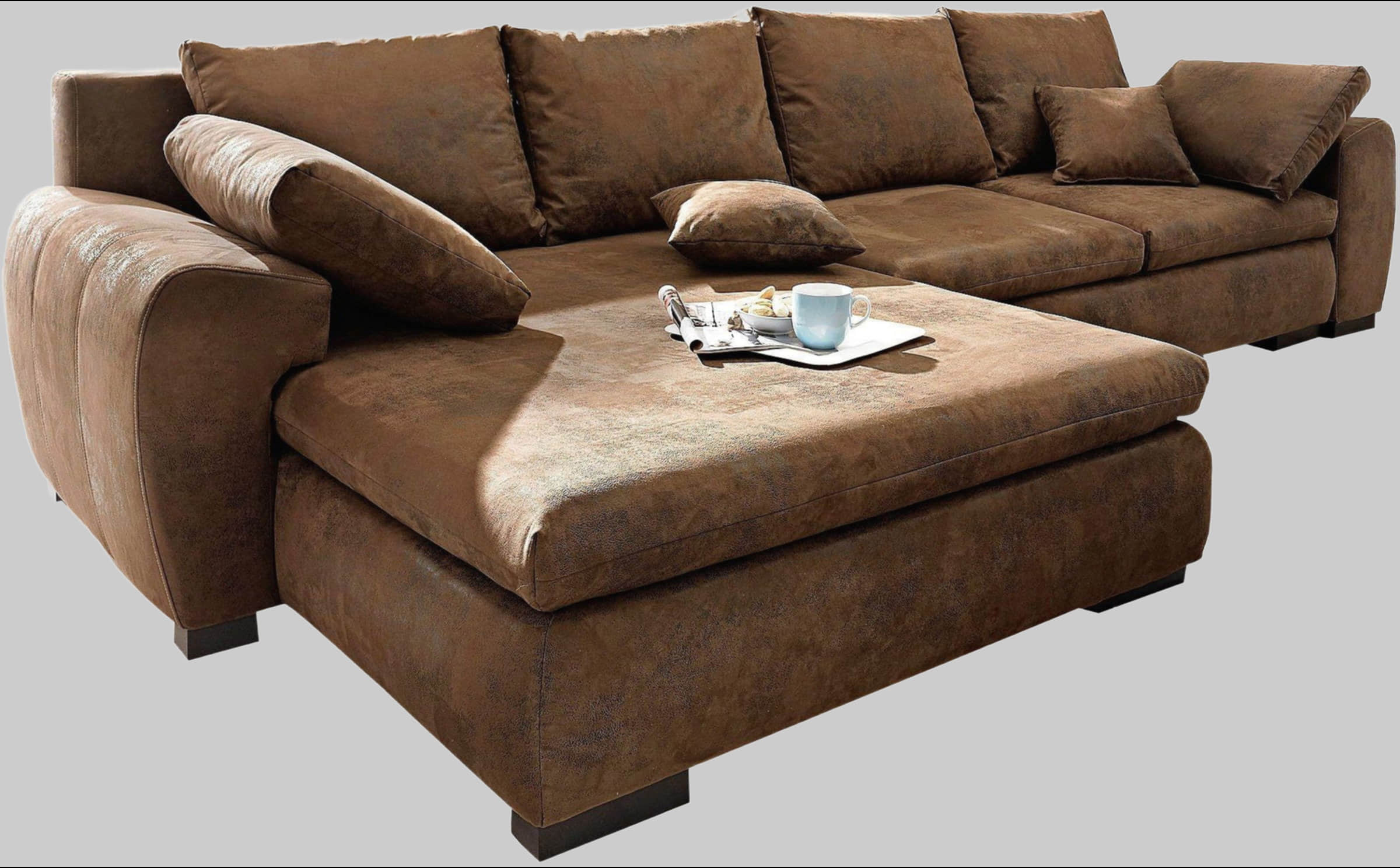 Sofas Home affaire Home affaire Ecksofa Cara Mia L-Form – Convertible Corner Sofa with Storage & Solid Wood Legs braun
