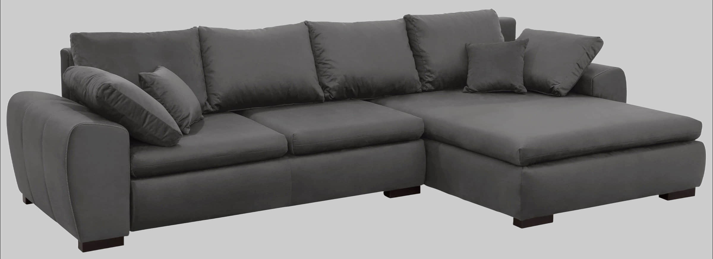 Home affaire Ecksofa Cara Mia L-Form – Convertible Corner Sofa with Storage & Solid Wood Legs anthrazit Sofas Home affaire