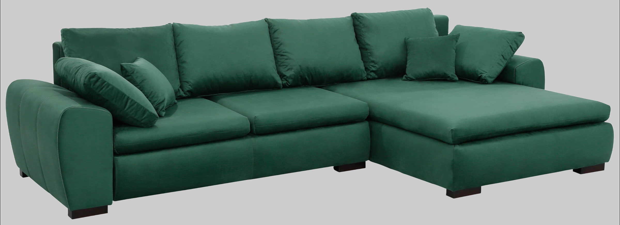 Home affaire Ecksofa Cara Mia L-Form – Convertible Corner Sofa with Storage & Solid Wood Legs dunkelgrün Sofas Home affaire
