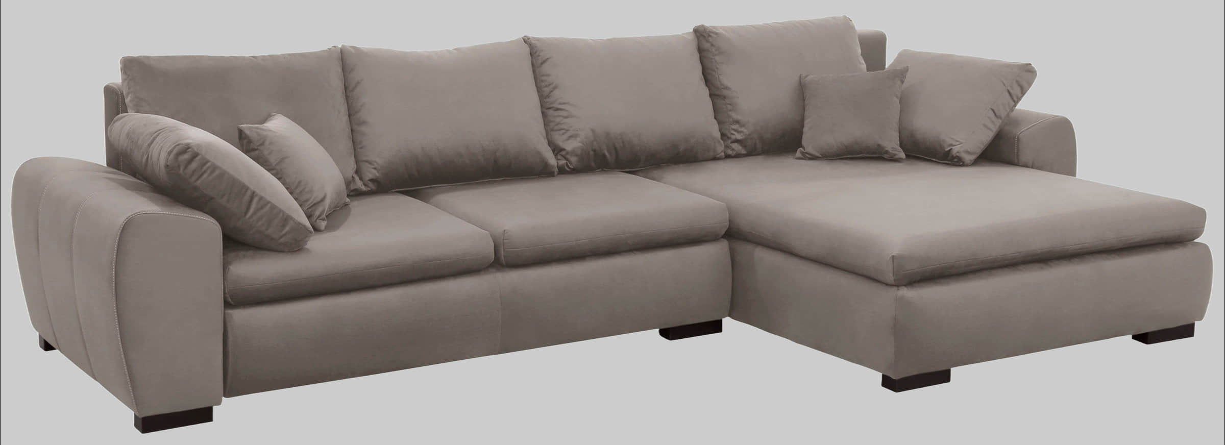 Home affaire Ecksofa Cara Mia L-Form – Convertible Corner Sofa with Storage & Solid Wood Legs taupe Sofas Home affaire