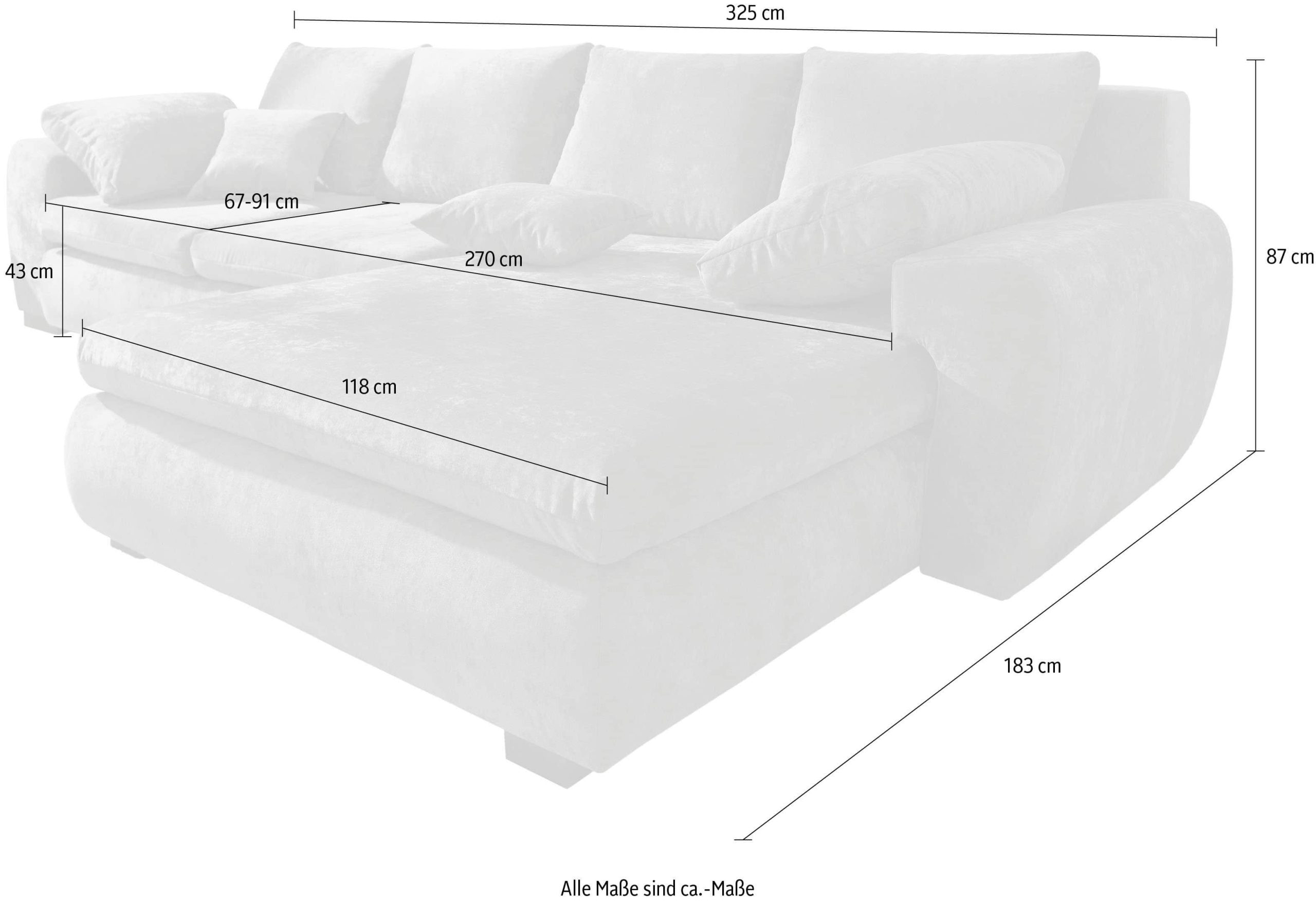Home affaire Ecksofa Cara Mia L-Form – Convertible Corner Sofa with Storage & Solid Wood Legs grau Sofas Home affaire
