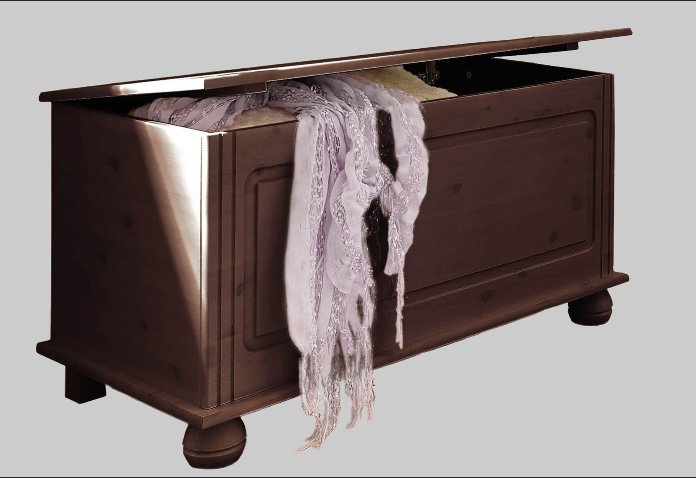 Home affaire 'Finca' Solid Pine Storage Bench with Cushion | Rustic Country Style Seating & Hidden Storage Compartment dunkelbraun Home affaire Sitzbänke