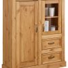 Home affaire Highboard »Selma« – Landhaus-Vitrine aus Massivholz, 100 cm Breite mit Glaseinsätzen & Metallgriffen natur gebe Kommoden & Sideboards Home affaire