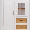 Home affaire Kommoden & Sideboards Home affaire Highboard »Selma« – Landhaus-Vitrine aus Massivholz, 100 cm Breite mit Glaseinsätzen & Metallgriffen weiß/beize