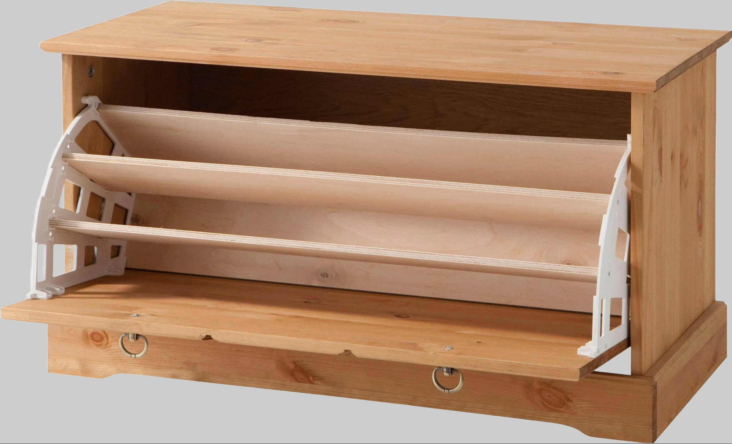 Home affaire Home affaire 'Klera' Solid Pine Shoe Cabinet with Bench - 81cm Wide, FSC®-Certified Rustic Shoe Storage Solution natur Schränke