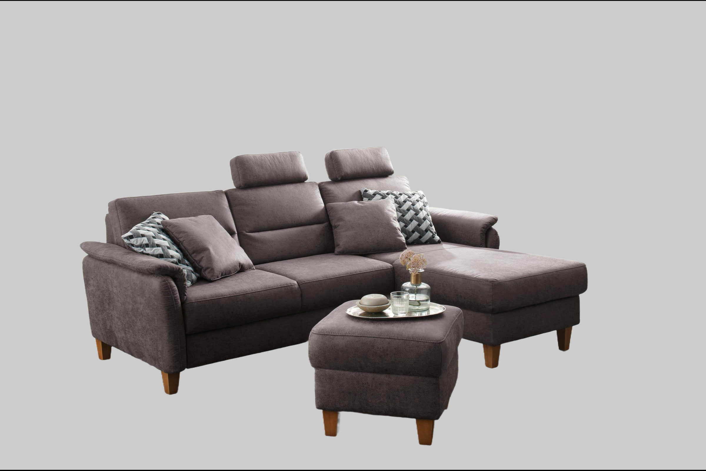 Home affaire Home affaire Kopfstütze »Palmera« 2er-Set – Ergonomische Nackenstütze mit verstellbarem Klettverschluss & hochwertigem Bezug für Sofas und Sessel anthrazit Kopfstützen
