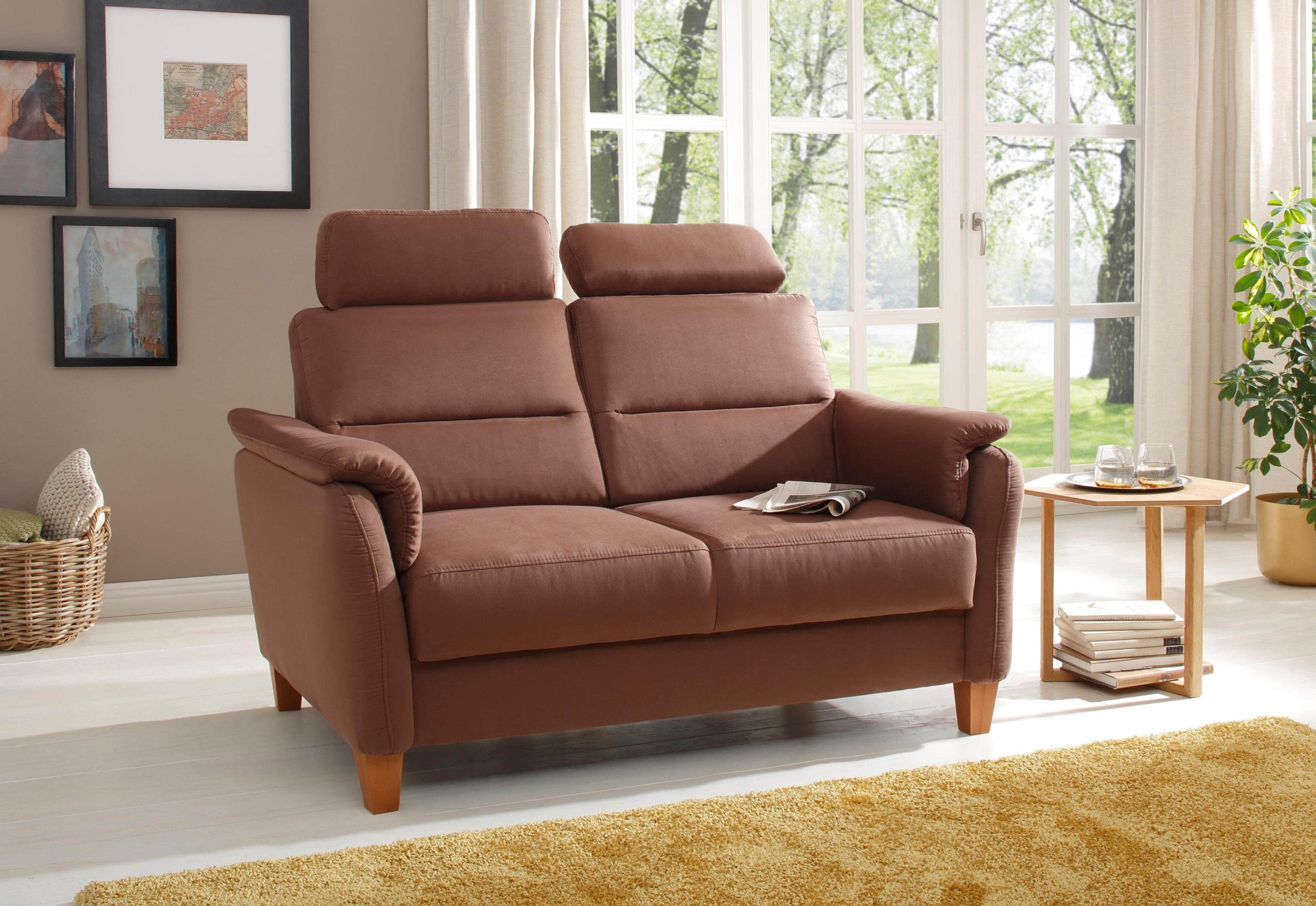 Home affaire Kopfstütze »Palmera« 2er-Set – Ergonomische Nackenstütze mit verstellbarem Klettverschluss & hochwertigem Bezug für Sofas und Sessel braun Kopfstützen Home affaire