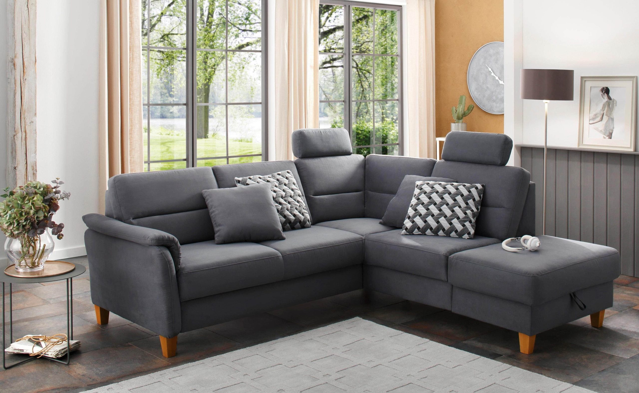 Home affaire Home affaire Kopfstütze »Palmera« 2er-Set – Ergonomische Nackenstütze mit verstellbarem Klettverschluss & hochwertigem Bezug für Sofas und Sessel grau Kopfstützen