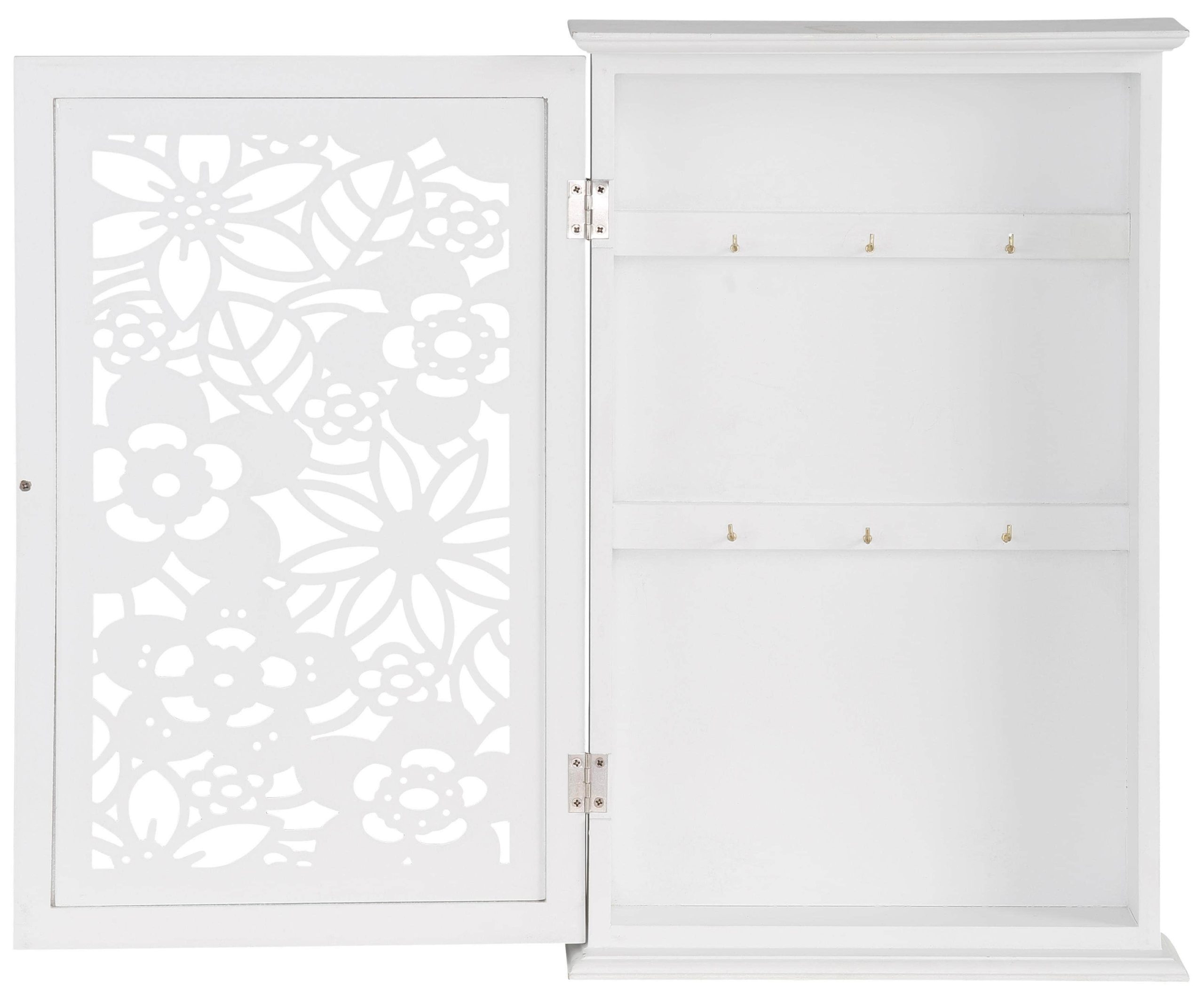 Aufbewahrung Home affaire Home affaire Landhaus Schlüsselkasten mit Leinenkissen – Stilvoller Schlüsselorganizer aus MDF mit floralen Motiven (25 x 38 cm)