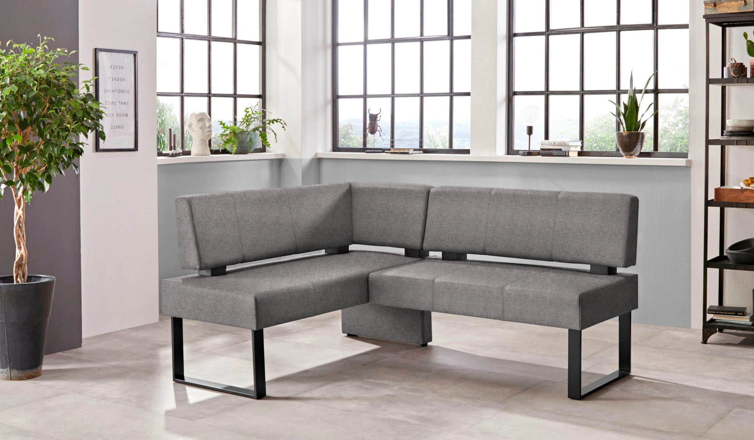 Home affaire 'Oliver' Corner Bench with Metal Frame | Cord Upholstery Kitchen/Dining Bench | Left-Hand Extended Design | OTTO's Choice anthrazit Home affaire Sitzbänke