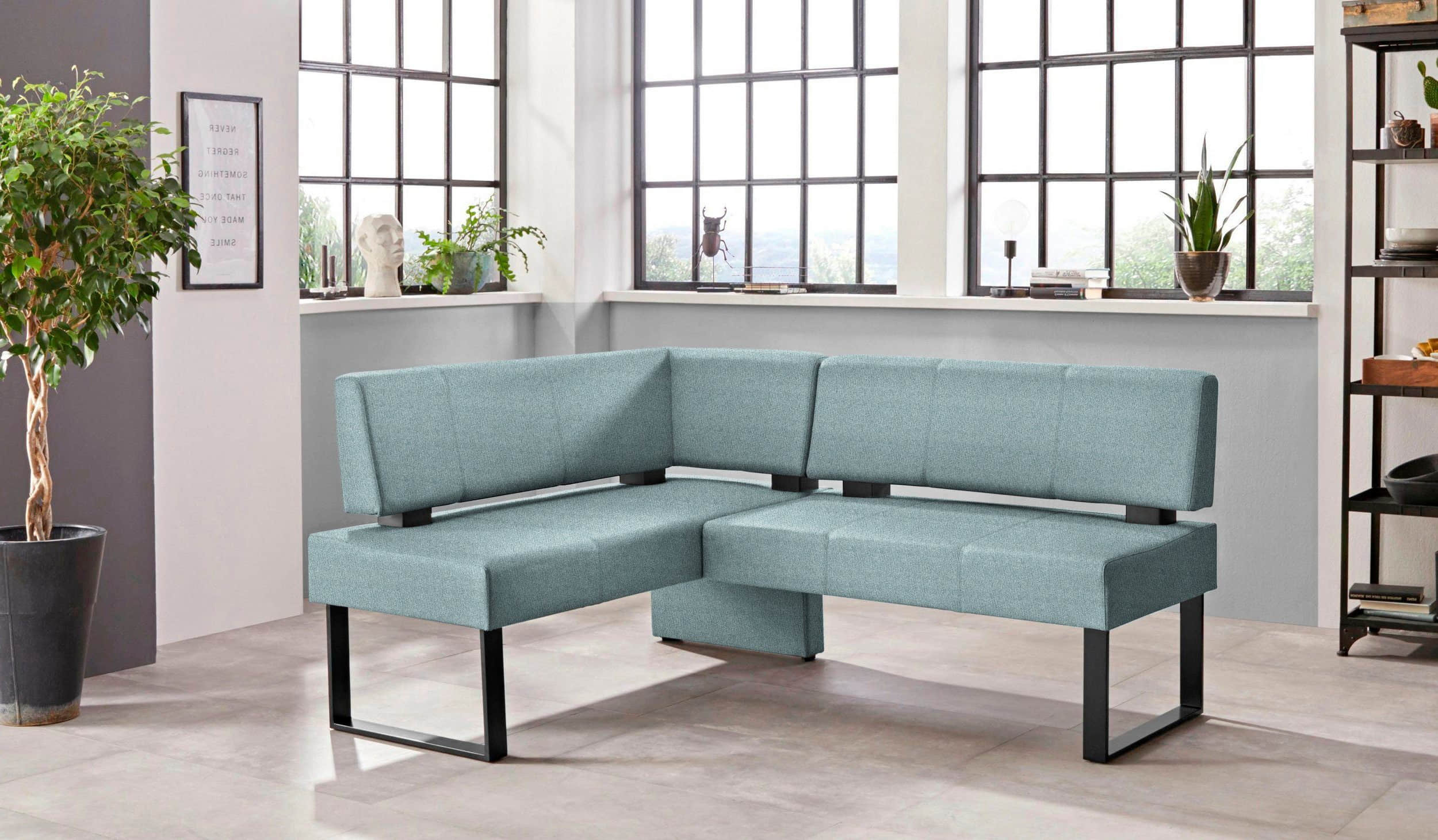 Home affaire Home affaire 'Oliver' Corner Bench with Metal Frame | Cord Upholstery Kitchen/Dining Bench | Left-Hand Extended Design | OTTO's Choice hellblau ( Sitzbänke